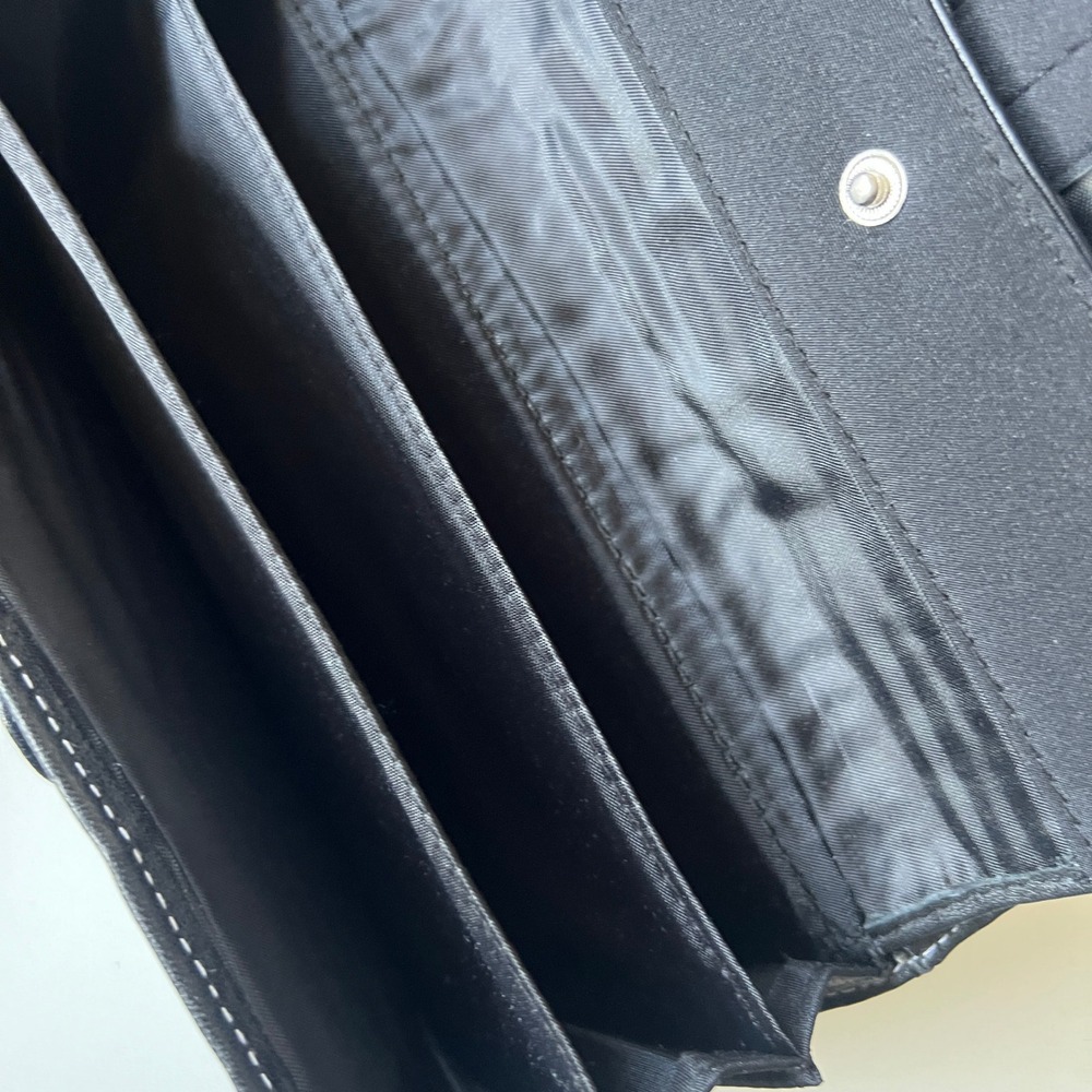 Black Genuine Leather Wallet Organizer Clutch Checkbook Holder - Picture 4 of 10